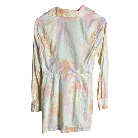 L'Academie The Flo Mini Dress Yellow Watercolor Size M - Picture 6 of 8